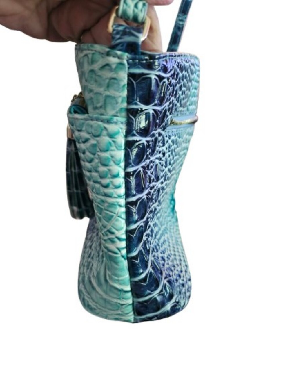 Women’s Teal Croc-Embossed Crossbody Bag - Picture 7 of 13